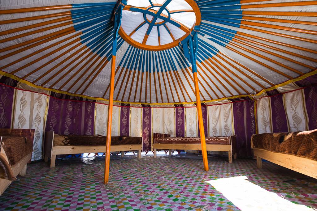 Four beds and plenty of space for your stuff in an airy ger