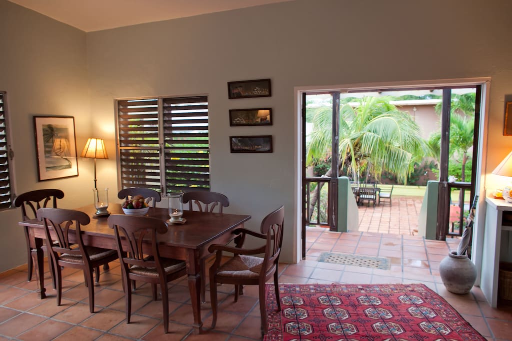 Dining area with walk out to gallery