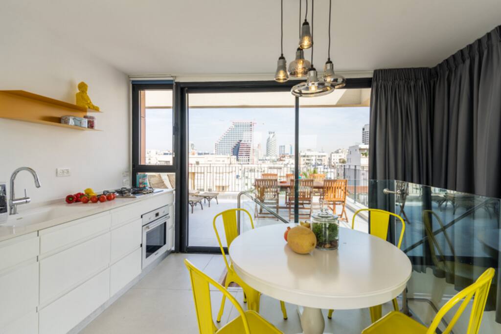 Top floor dining area and kitchen