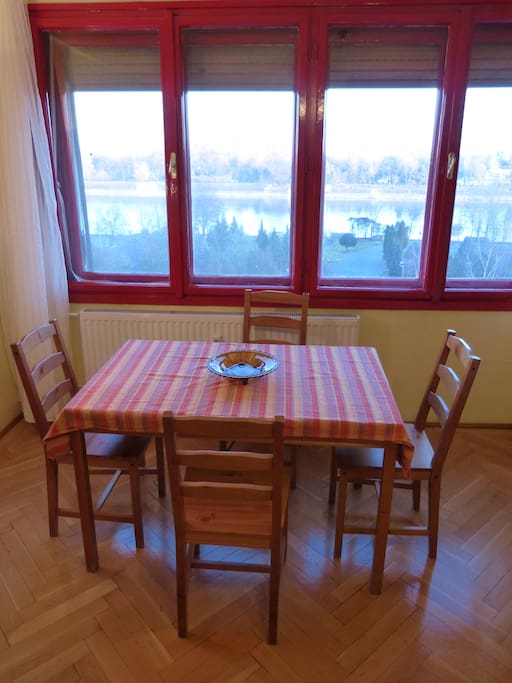 dinner table with panorama