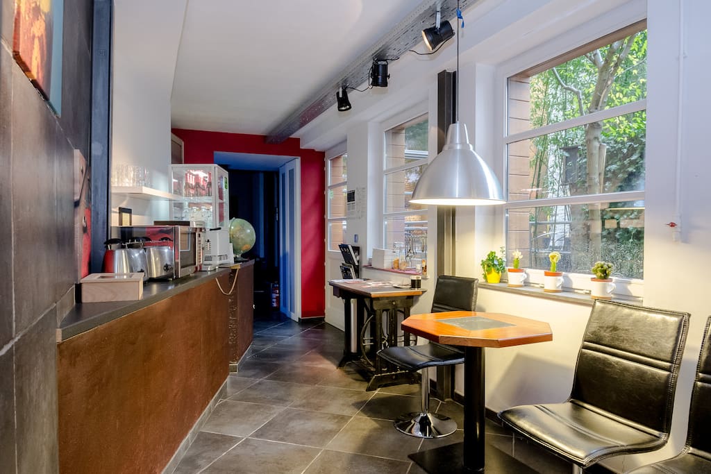 Corridoor of this Old factory - Common area for all guests.
This Area is 24 hour open for FREE coffee, Tea, there is kettle and a micowave for every guest to use.