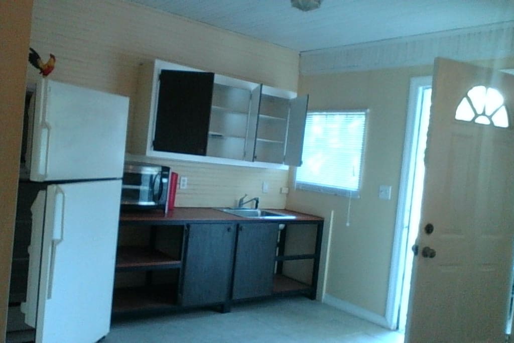 Mini Kitchenette inside the studio With refrigerator, Microwave and Hot plate