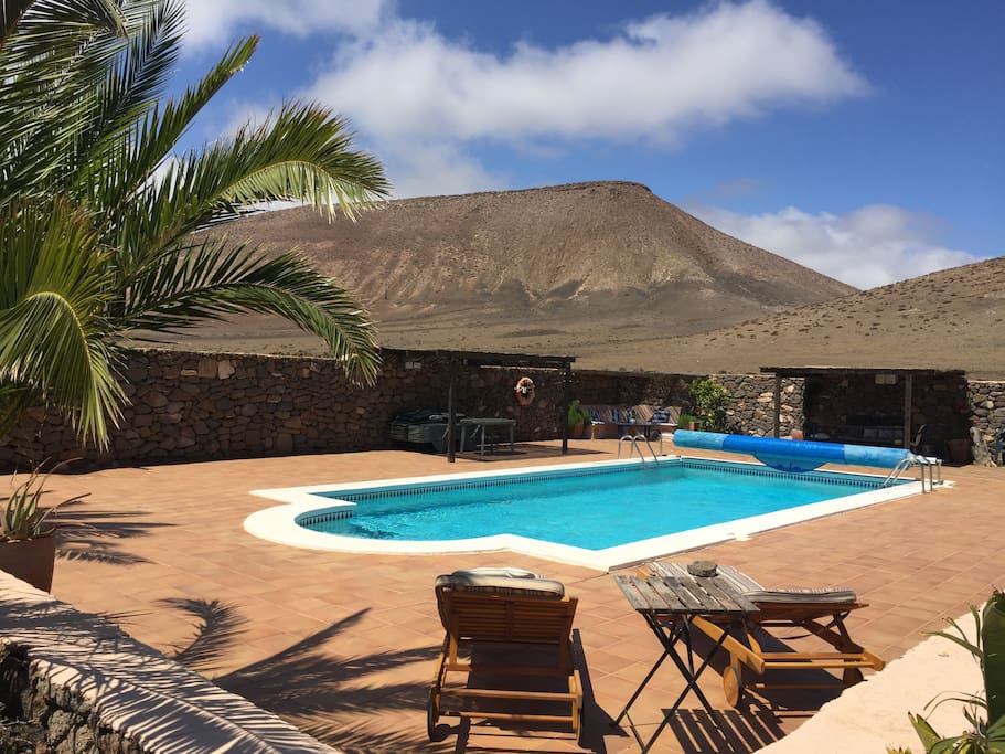 Pool and garden with wonderful views of Los Ajaches hills