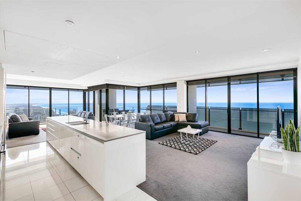 Open plan living with breath taking views
