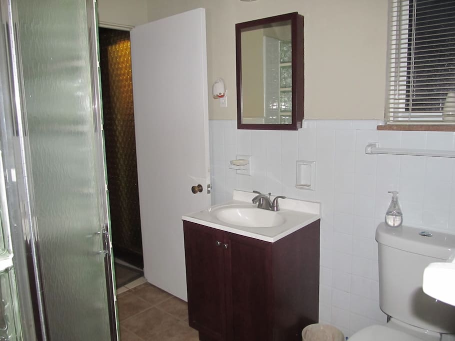 Lovely private guest bathroom with shower.