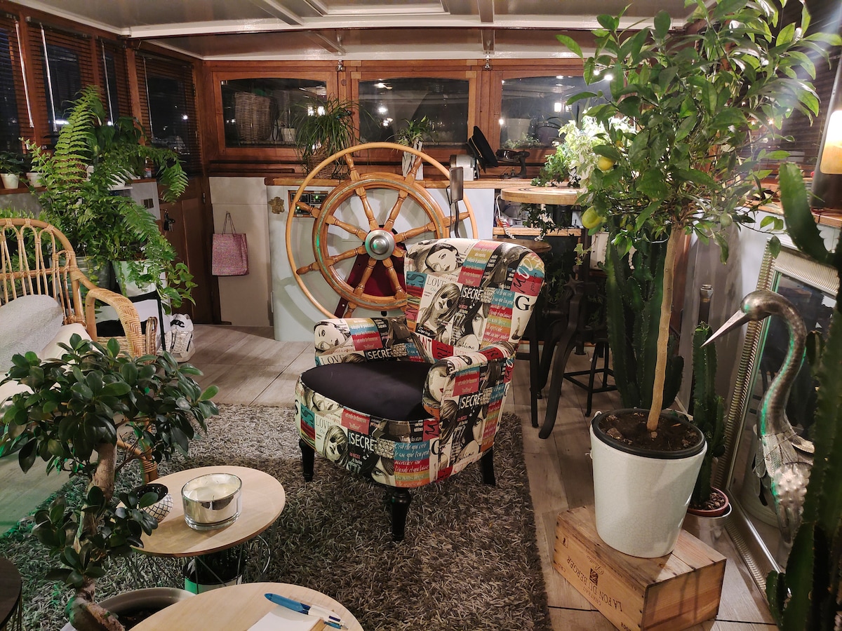 Top performing Airbnb: Houseboat accommodation at the dock, unusual atypical stay in Diocèse De Belfort Montbéliard