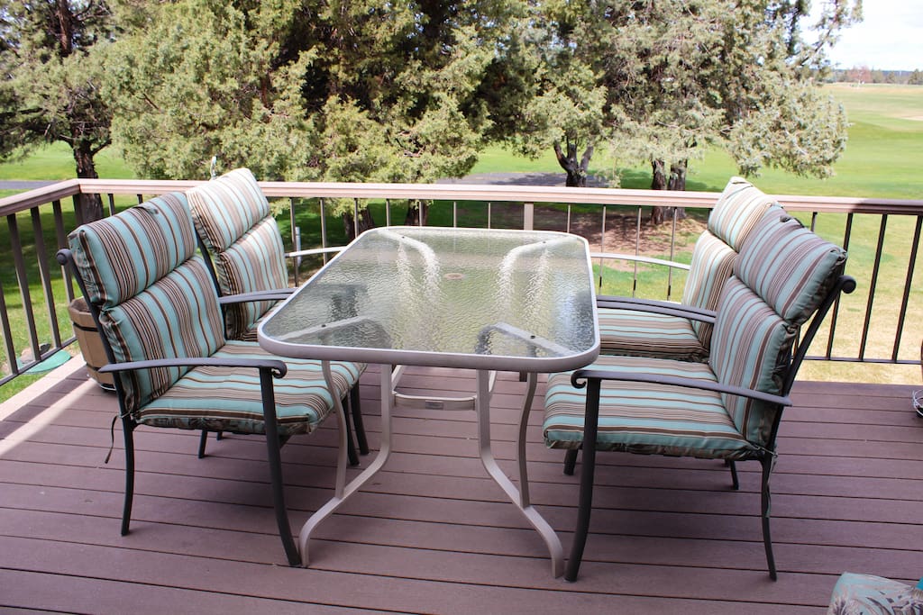 Deck overlooking 9th hole of golf course