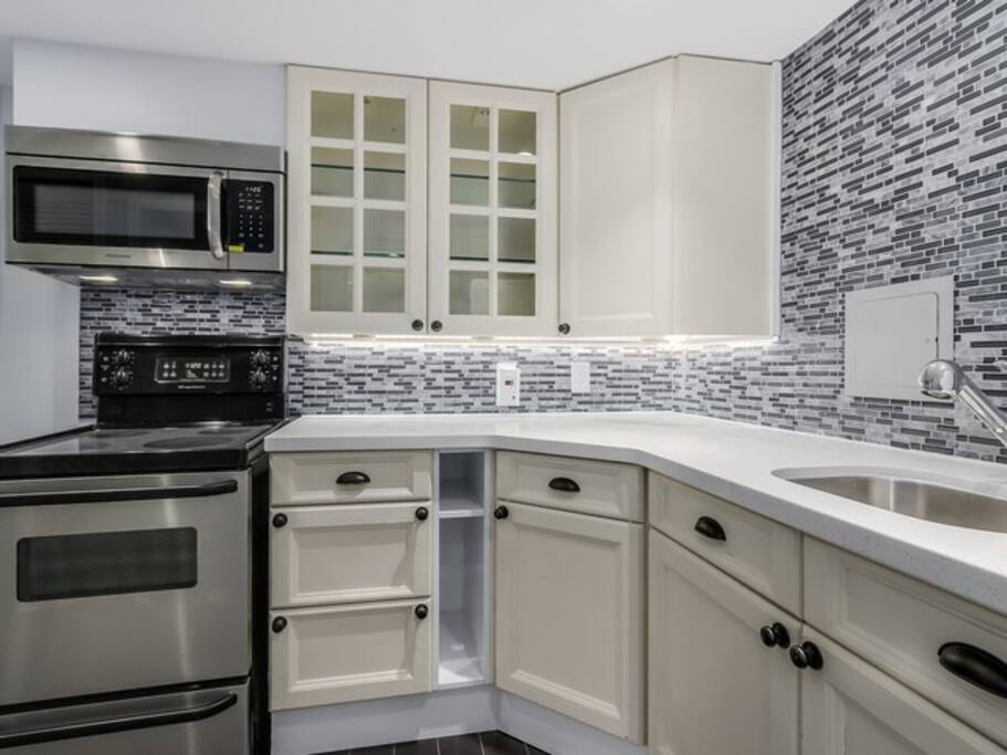 The new downstairs kitchen right outside your suite door.