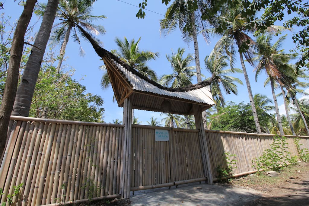 Entrance gate and coconuts