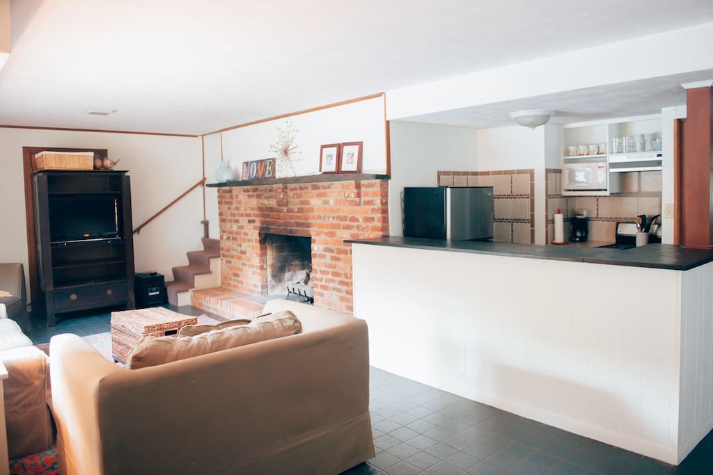 Gas fireplace with Apple TV and wireless internet available