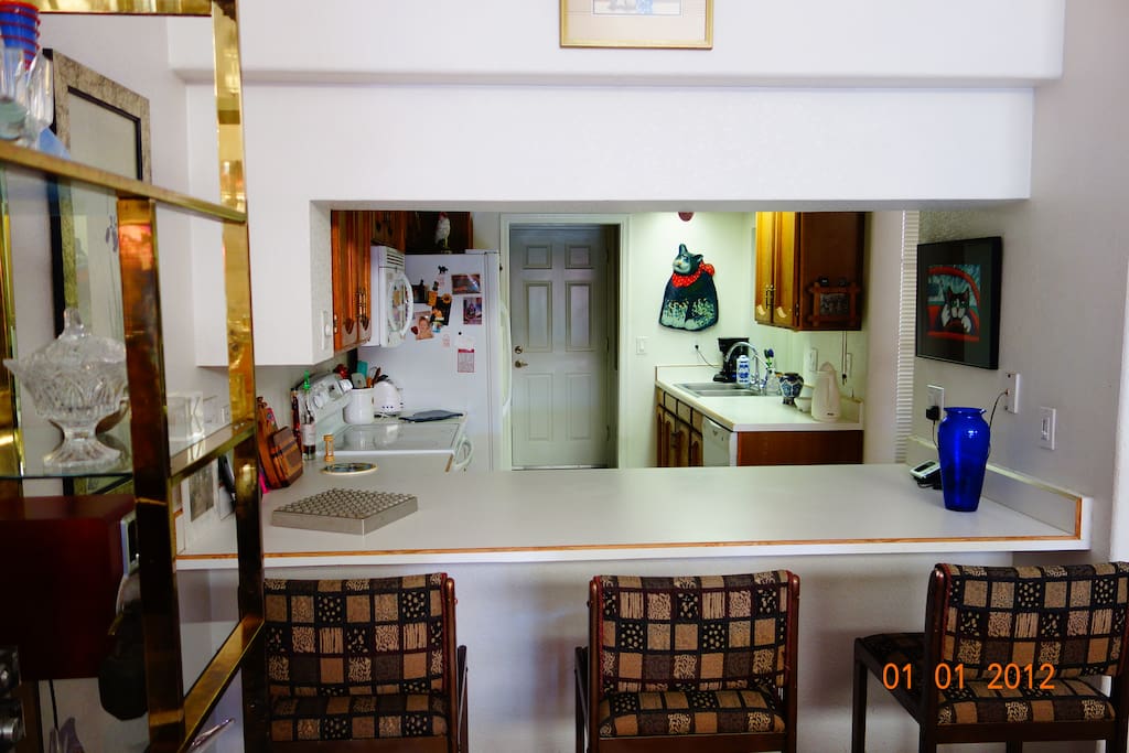 Bar overlooking kitchen