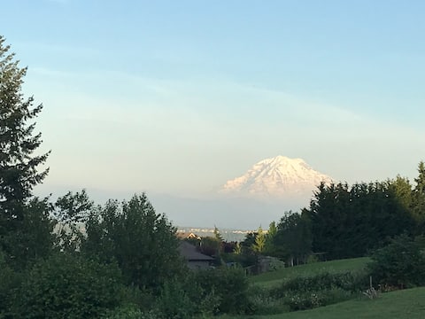 Private guesthouse with Mt Rainier & Valley Views