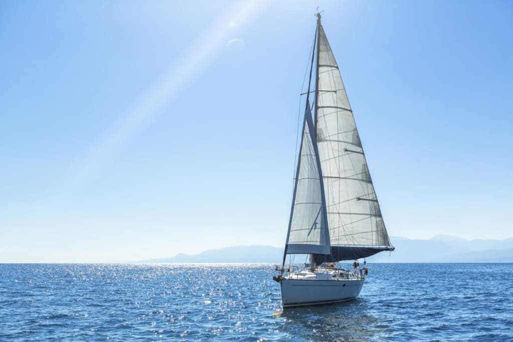 Our sails gets us around, we also have another small boat to land on the beaches, go snorkeling etc.