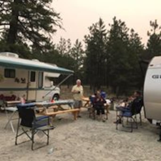 Campers enjoying the double site