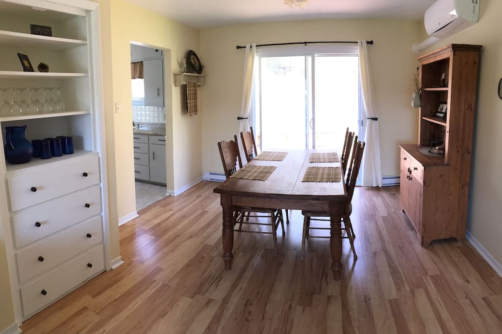 dining room with back deck access