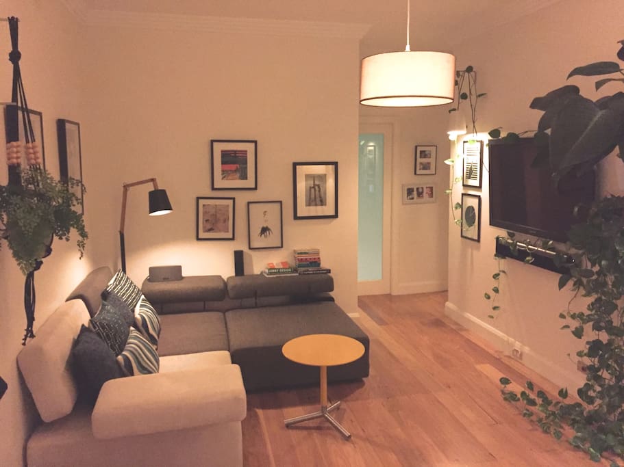 Comfy couch to relax in with a book.