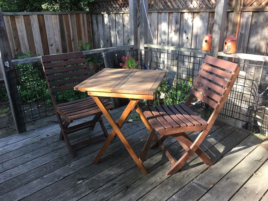 Sunny deck in private backyard