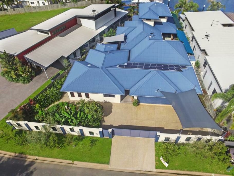 Arial view of home with apartment in the front left.