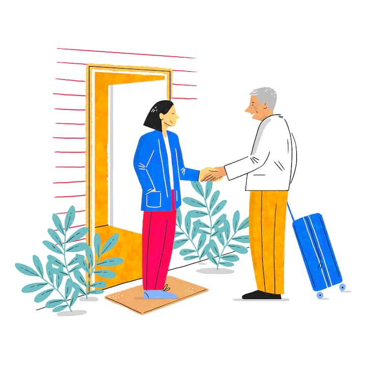 illustration of a man and a woman shaking hands