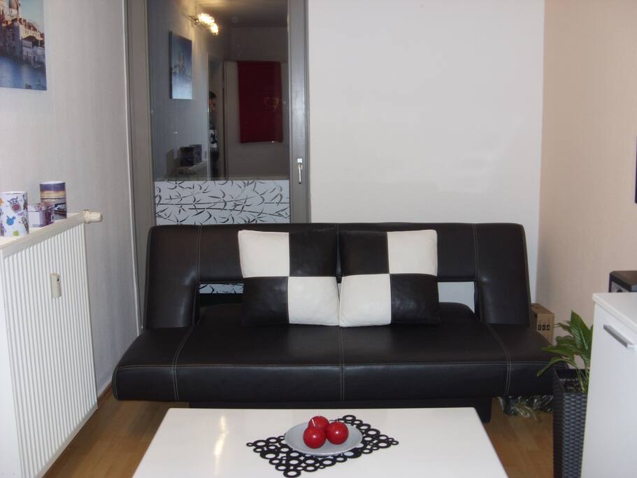Bedroom with an opening (sleeping) sofa