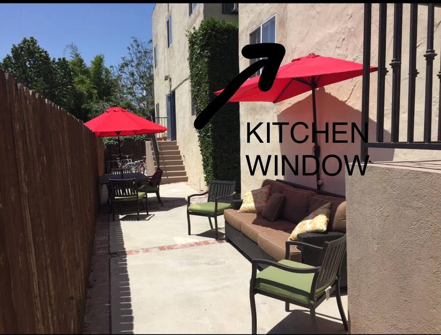 the unit is in back of the building, this is out kitchen window-you can also enjoy eating or studying, working out here.