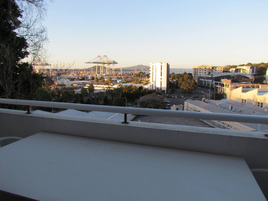 view over port to Waitemata Harbour and North Shore