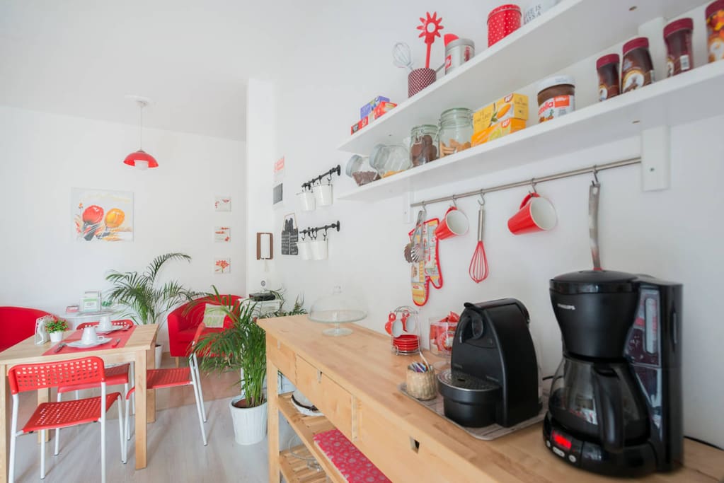 espresso and american coffee in the kitchen