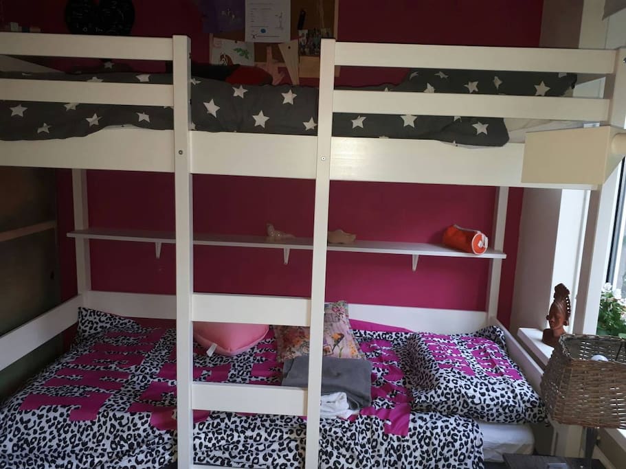 One person will sleep on top the other down.