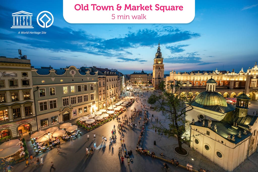 Old Town & Market Square 5 min walk