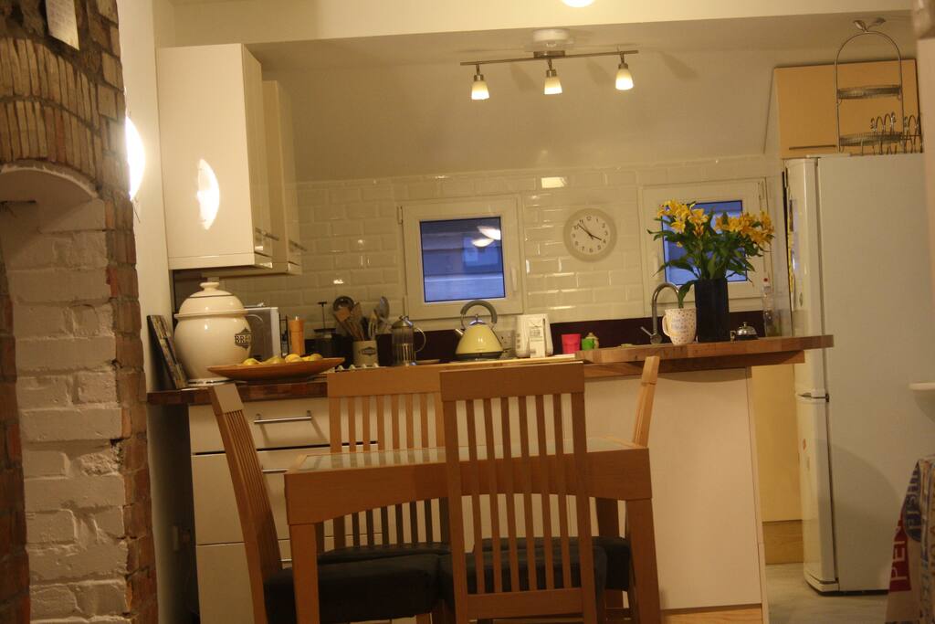 The communal kitchen area