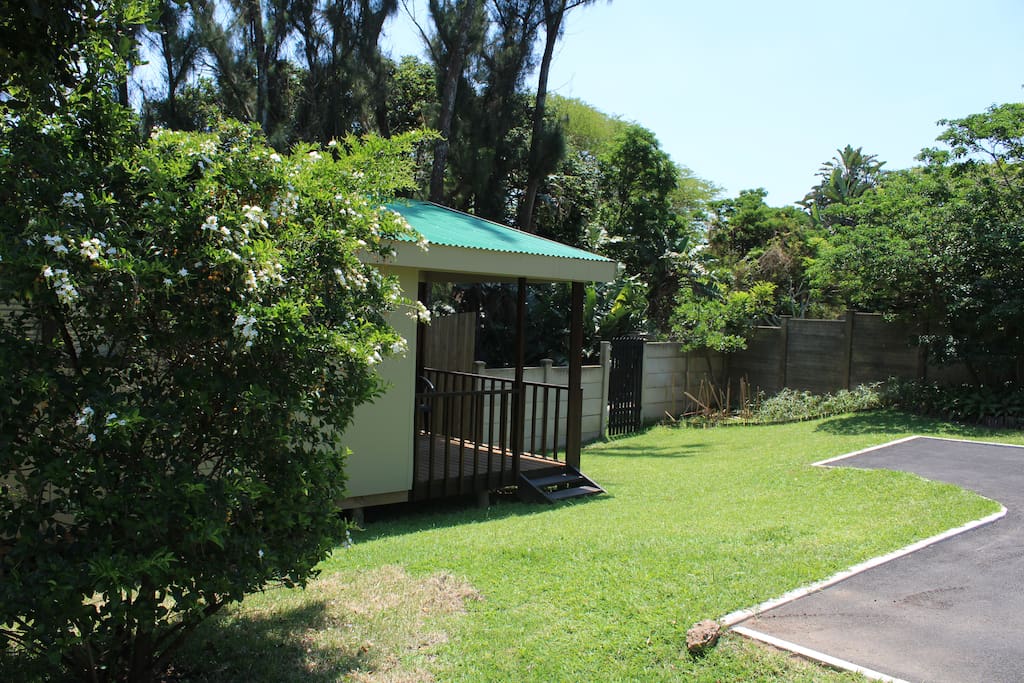 Deck leading onto garden