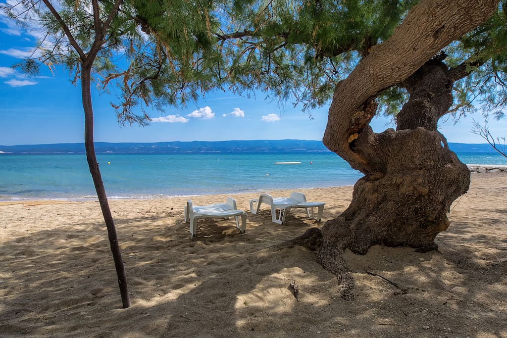 The beach in front of an apartment