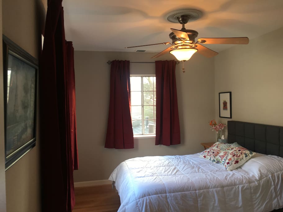There are blackout curtains that keep most of the light out.