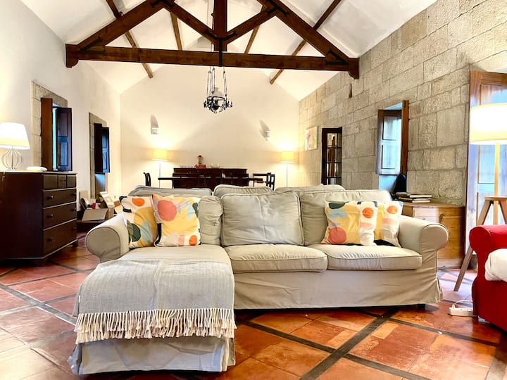 Მისაღები ოთახი ძალიან მაღალი ჭერით