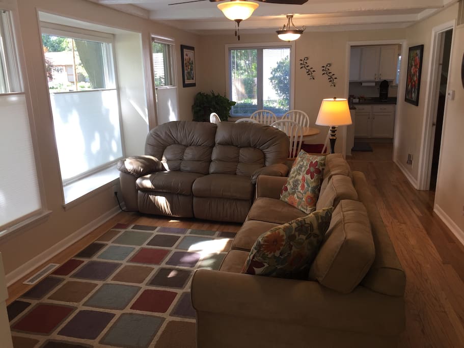 Living area with sofa sleeper and dual recliner