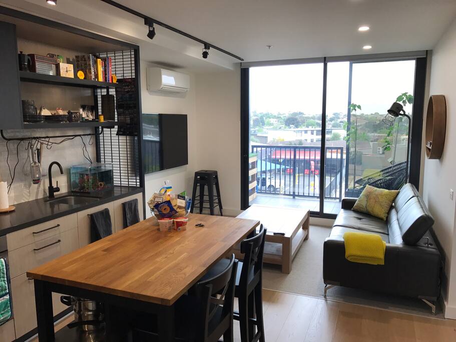 Kitchen area from the view as you walk in