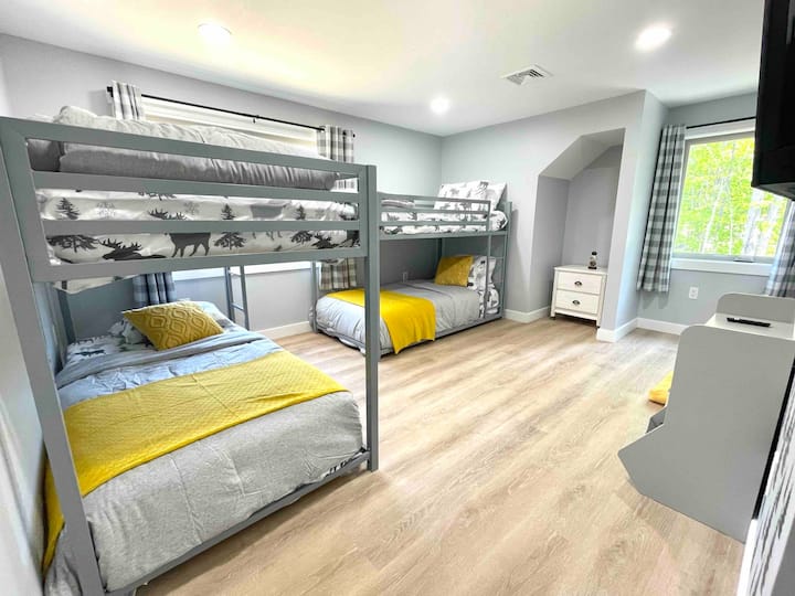 The 3rd bedroom was designed for the kiddos with 2 sets of bunk beds.