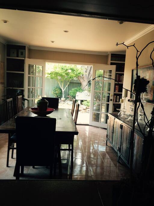 Dining Room with garden doors open