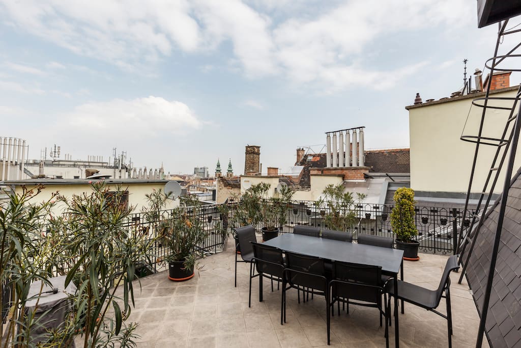 The sunny roof terrace