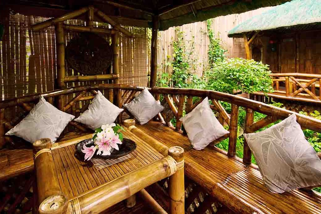 Single detached bamboo hut veranda