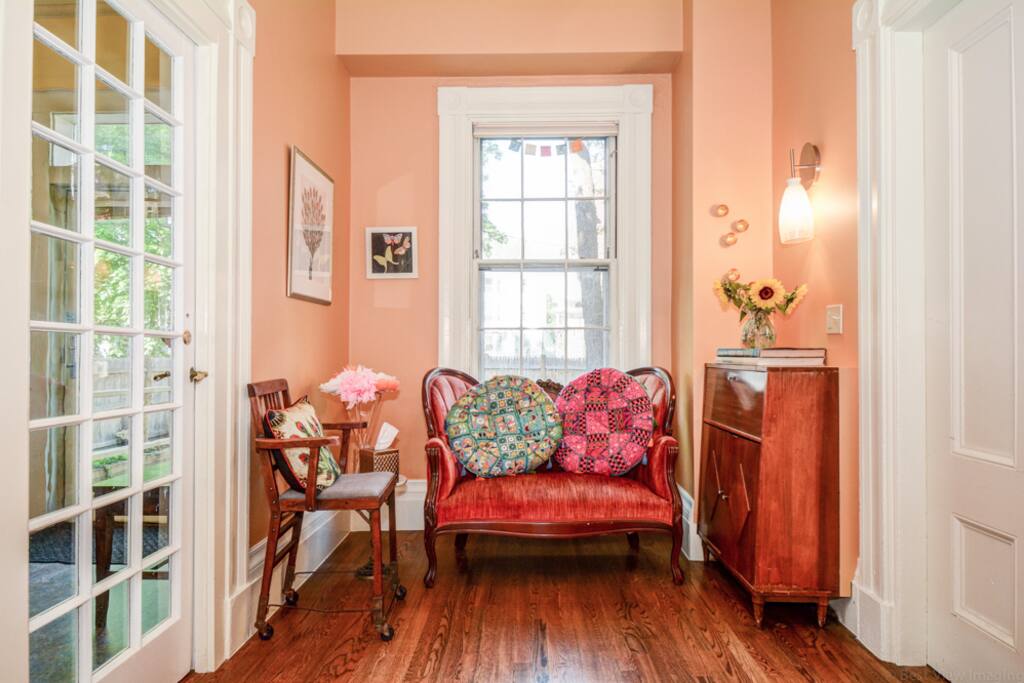 1st floor hallway kitchen on left living room on right