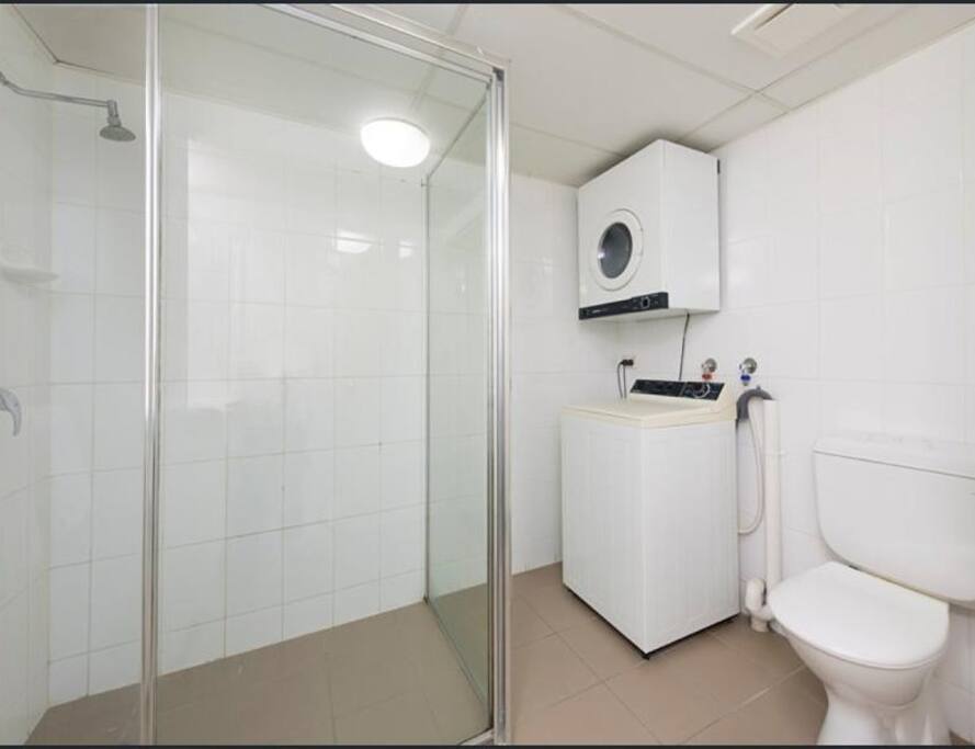 Washer/dryer located in the bathroom
