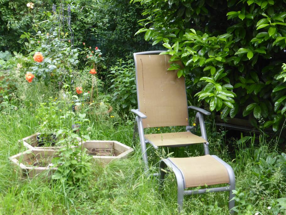 Die Leseecke im Garten hinterm Haus.