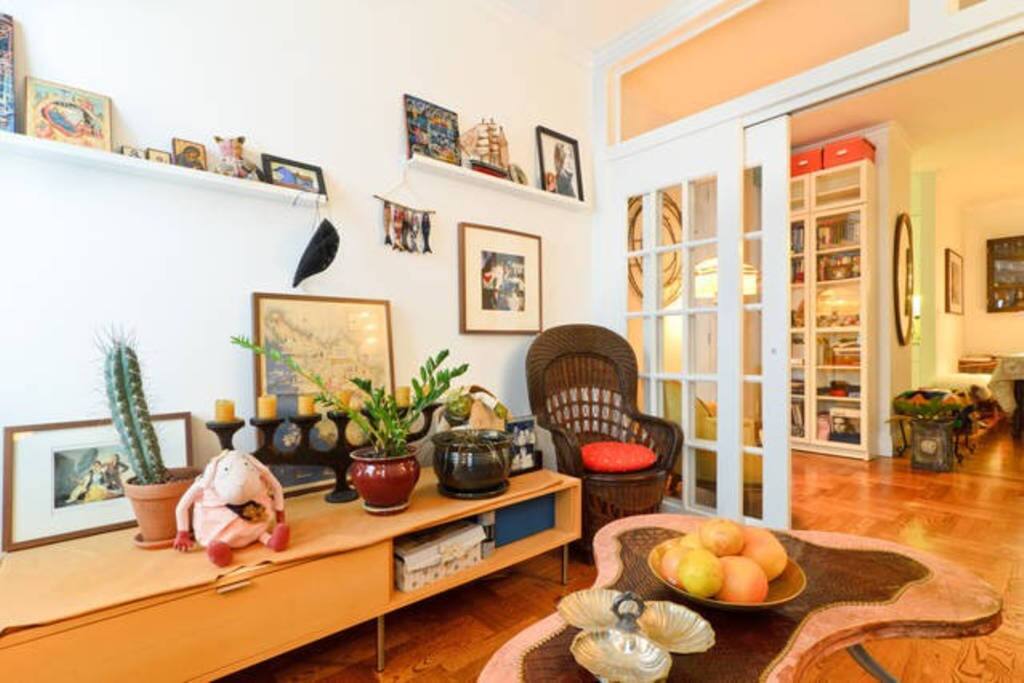 Bright living room- view to an office area