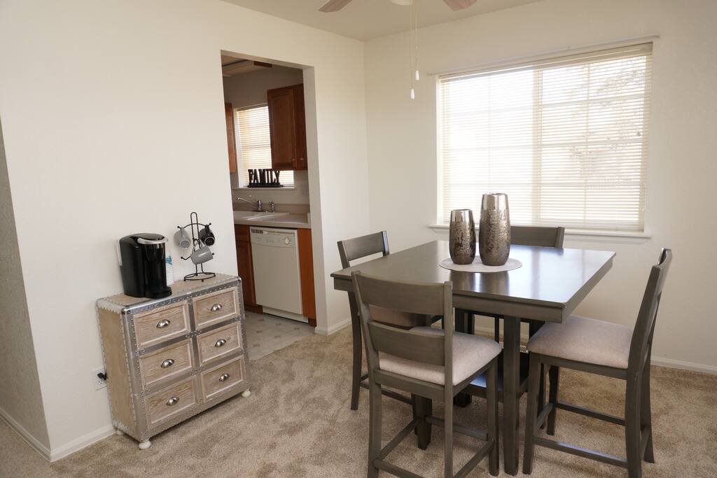 Dining room set for 4 and Keurig station