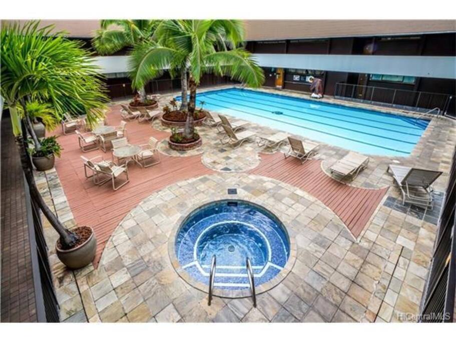 Another view of the pool and sitting area...relax and lounge during your stay...