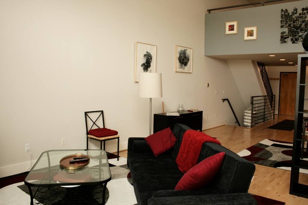 Comfortable sofa folds out to full-sized bed
