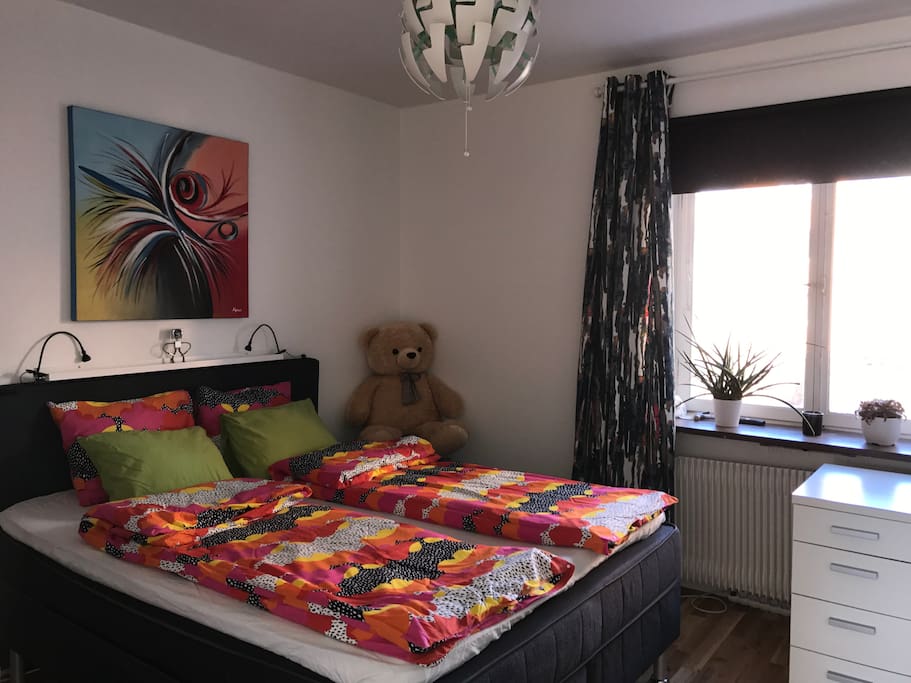 Bedroom bed for two guests. I also have an airbed (which picture is not shown here)
