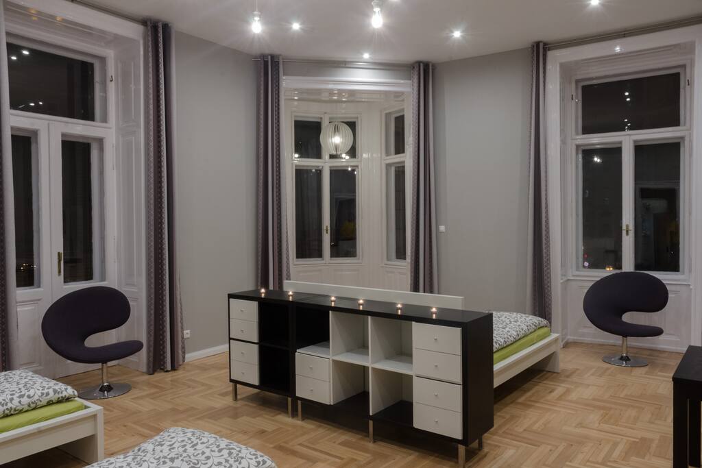 Big room at night