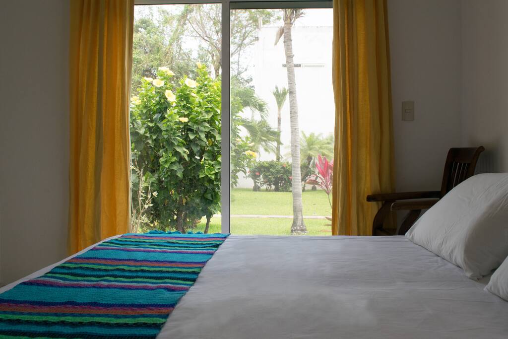 Enjoy the view to the garden next to the pool